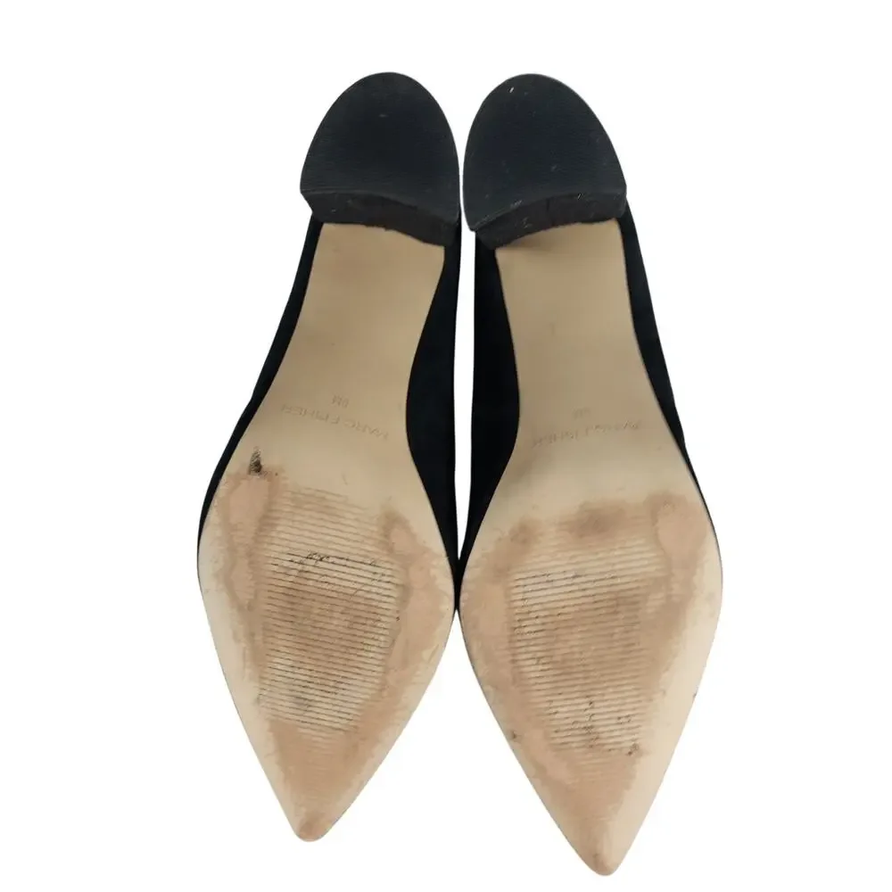 MARC FISHER! BLACK GENUINE SUEDE LEATHER CHUNKY HEEL POINTY TOE PUMPS, HEELS! 9M